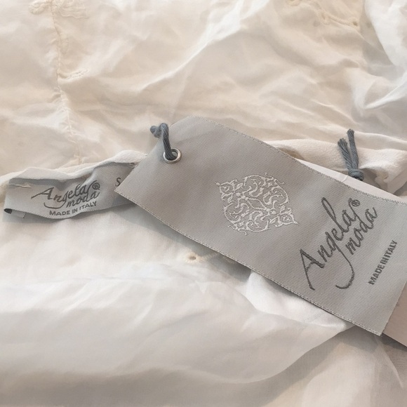 Angela Moda Embroidered Sheer Silk Blend Top S - Picture 4 of 4